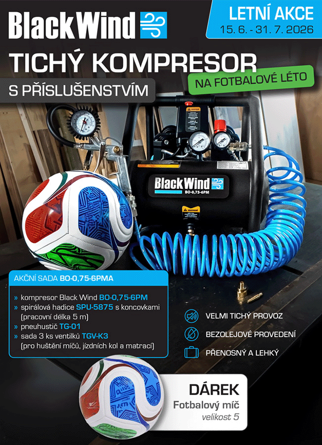 Akční sada Black Wind BO-0,75-6PMA + míč TRIONDA zdarma